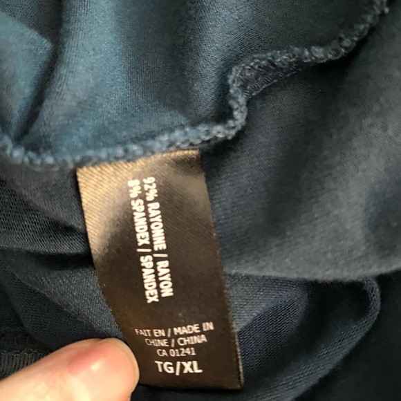 SIMONS CONTEMPORAINE Blue Midi Floral Dress Black Accented V Neck Women’s Sz XL - Picture 4 of 6